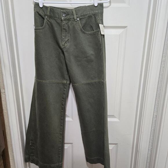 Free People We The Free Benji Wide Leg Jeans Women’s 26 Army Green NWT - Picture 4 of 10